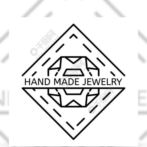 手工制作的珠宝标志在白色背景概述网络设计的手工制造首饰传染媒介